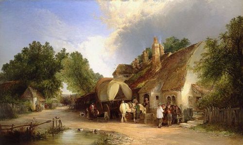 The Old Roadside Inn (1859)by Edward Charles Williams (England, 1807-1881).