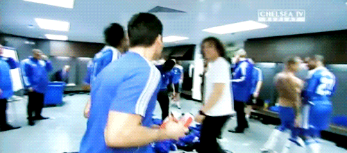 :  deiphobe requested: David and Drogba dancing in the locker room. 