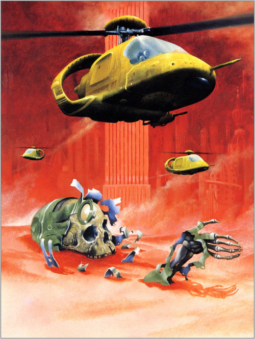 70sscifiart:  Skulls in helmets From my “Skull” tag. Featuring Jim Burns, Ray Feibush, and Richard Corben, among others.