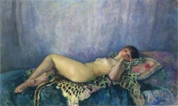 fleurdulys:  Nude on a Leopard Skin - Henri Lebasque1926