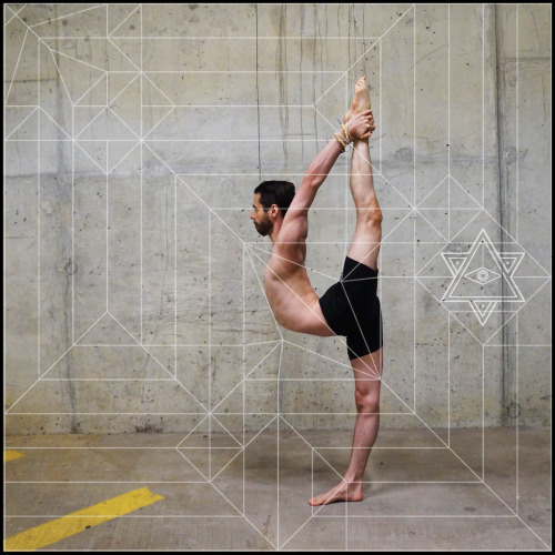 adrianhummellyoga: Dancer and Full Standing Bow, with a Sacred Geometry overlay. Featuring: Adrian H