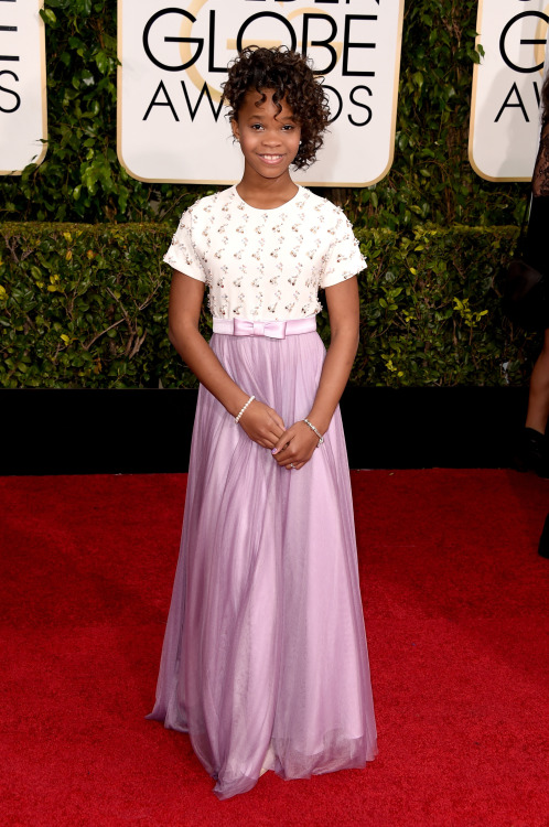ikonicgif:Quvenzhane Wallis attends the 72nd Annual Golden Globe Awards 