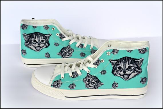 CUSTOMS BY LISA — Custom Hi Top Sneakers, Custom Cat Themed Hi Top...