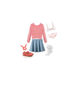 nymphetfashion:  Sweater, Skirt, Socks, Scrunchie,