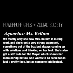 zodiacsociety:  Aquarius: Sara Bellum We mostly only see how Mrs. Bellum is during work and she’s got a very strong approach, sometimes out of the box but always coming up with solutions and thinking on her feet. She’s also got a soft side for The