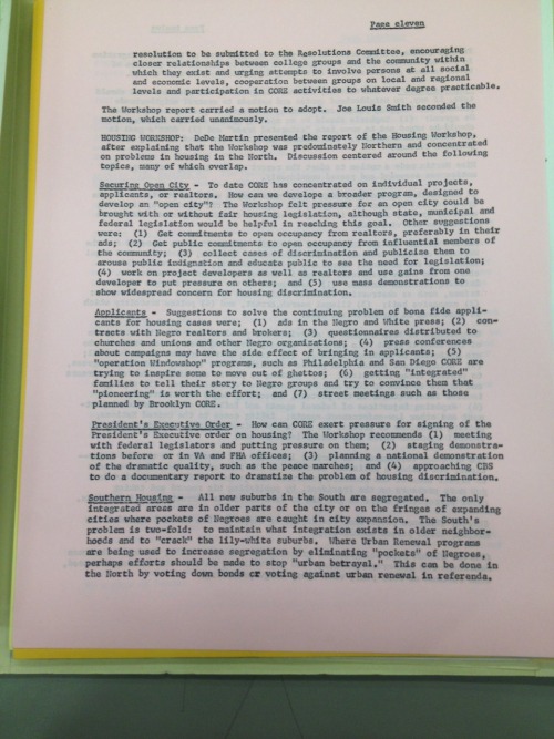 Minutes From 1962 National CORE Convention