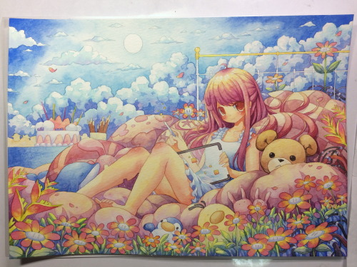 fandom-artworks: emperpep:    Shelter fanart watercolor commission for kawaiipony2.deviantart.com   artists watercolor and colored pencil on 300g montval paper.  emperpep 
