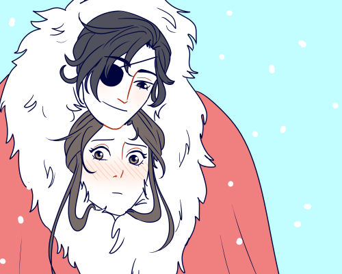 I really wanted to draw winter hualian in an oversized fur coat together