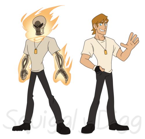 squigglydigg: Updated Johnny &amp; Ghost Rider designs for Ghost Rider: Re-Imagined!!  Thes
