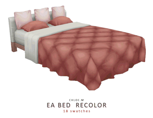 ChloeM-EA Bed RecolorI love this EA bed,but theres so few colors in game.So I recolored it!18 Swatch