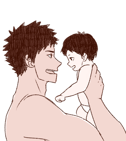 kageyemas:dad au in which iwaizumi is dad and tobio is his son!!! iwaizumi’s probably amazing with kids though lbriwaizumi is also dating oikawa, who is a bigger baby than his son 
