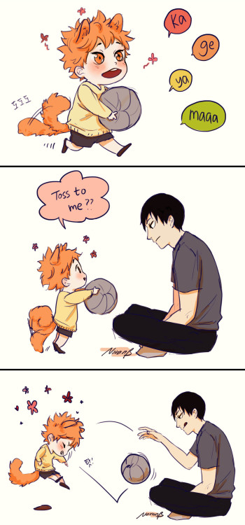 noranb-artstuffs:I saw this AU and had to add on to it because PUPPY HINATA 