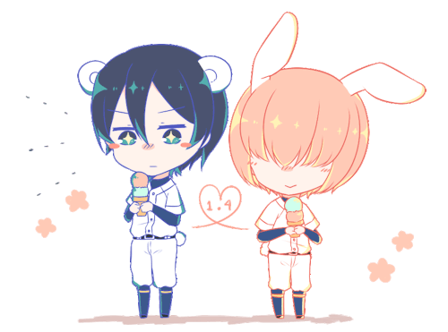 Happy FuruHaru Day!My tol polar bear and my smol bunny ❤