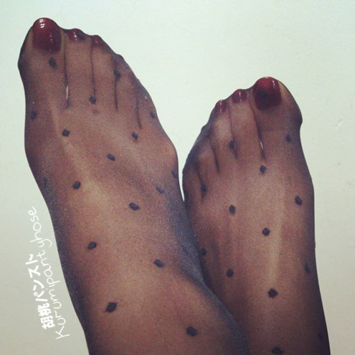 kurumipantyhose:ok last set with polka dot pantyhose for a while absolutely amazing