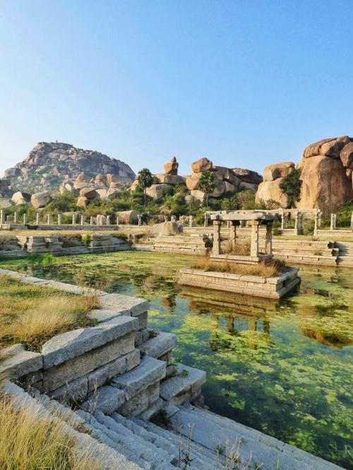 Pond of the Achyuta Raya Temple, Mataunga Hill, Hampi, Karnataka