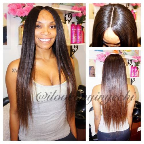 My client Tamara – full weave w/ silk base closure. 4 bundles of Brazilian hair + silk base cl