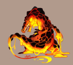 dar-draws:  lava croc and a very protective