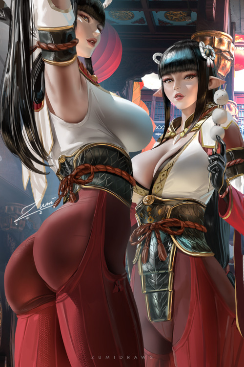 zumidraws:    Hinoa and Minoto from Monster Hunter Rise^^  High-res version, nsfw versions, video process, etc. on Patreon-&gt;https://www.patreon.com/zumi  