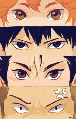 viria:The anon asked me how I draw/differ Kagehina’s, Tsukishima’s and Daisuga’s eyes and I got a little overexcited about it ¯\_(ツ)_/¯  