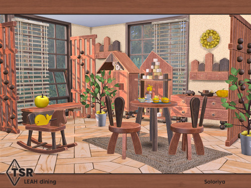 ***Leah Dining*** Sims 4 Includes 9 objects: chair, dining table, divider, hallway table, horse tabl