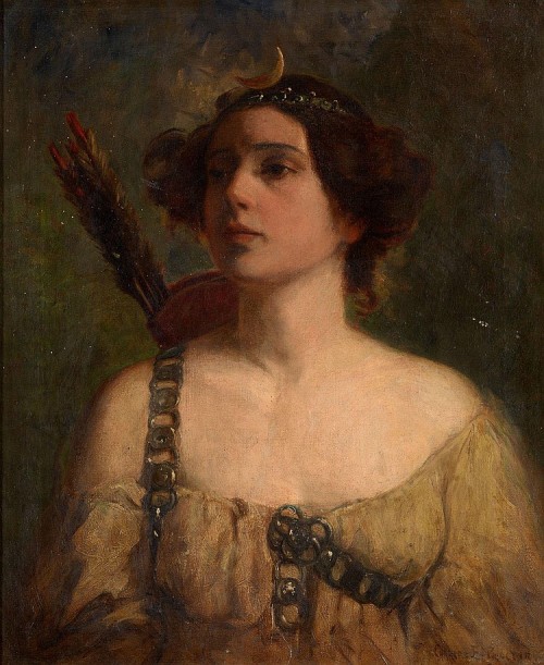 hildegardavon:Charles Edward Proctor, 1866-1950 Portrait of a lady as Diana, ca.1920s, oil on canvas