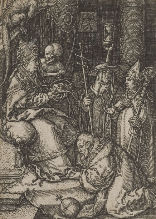 Heinrich Aldegrever & Hans Holbein the Younger - Death and the Pope (1541).