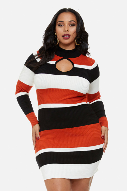 Marsha Three Tone Striped Sweater Dress by Fashion to Figure api.shopstyle.com/action/apiVis