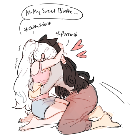 cat!auafter many awkward moments, explanations, and cat antics, weiss finally realizes she might not be completely out of her mind and that her precious kitty cat (who is now a human???) is not dead and is kneeling right in front of her and loves her