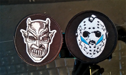 some horror goodies came in the mail this week. :) can’t wait to get these on my denim jacket. 