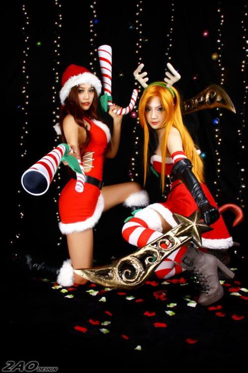 gaming-male-nation:  Merry Christmas! ♥ slay belle katarina candy cane miss fortune Admin: Melissa