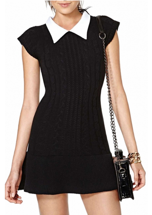 factorme69:Cat PrintStar PrintBat PrintNightmare SweaterLace DressShort Sleeve DressContrast
