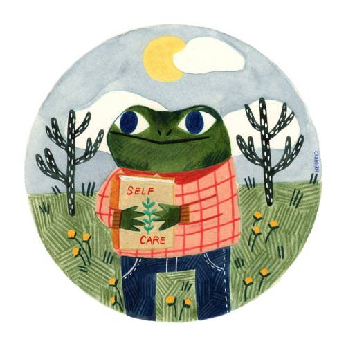 figdays:Self Care Toad giclee print //HeidirooArt