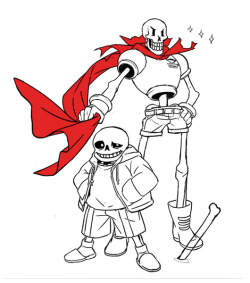 ushirohesagaru:  Sans, Papyrus  Red long