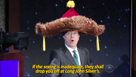 illirya-ooc:  sandandglass:  Stephen Colbert issues proclamations wearing his big,
