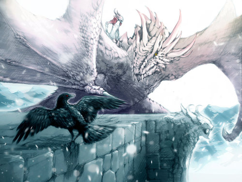 underappreciateddragonart:  Dragon and crow by Basilisk193