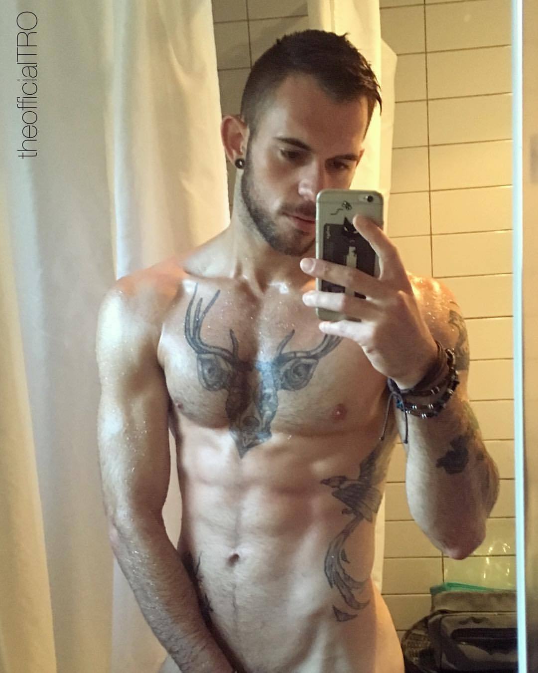 theofficialtro:  Thought I would try a selfie in another bathroom for a change haha!
