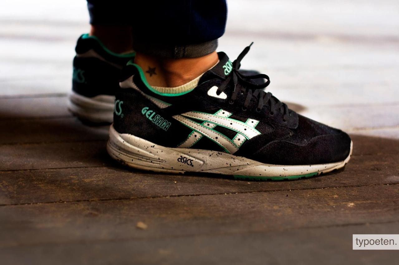 Asics Gel Saga - Black/Mint typoeten.) – Sweetsoles – Sneakers, and trainers.