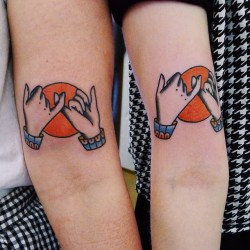 hannahlouiseclark: A couple of matching tattoos for a couple of lovely ladies, thanks Rosie and Lucy! 