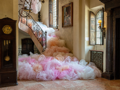 itscolossal: Swaths of Tulle Billow from Site-Specific Installations by Ana María Hernando