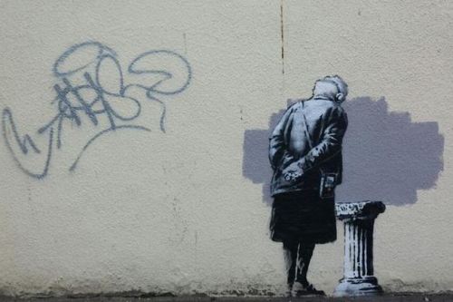 banksystreetart:  NEW by Banksy in Folkestone  This is such a genius piece.