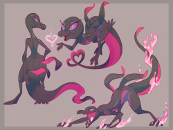 artsyfeathersartsyblog:Was playing Pokemon Sun over Thanksgiving break and found Salazzle to be not only a beautiful design but a whole lot of fun to have on the team. So, I wanted to do a few sketchies. 