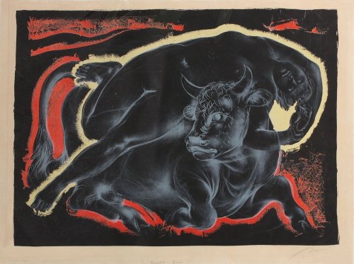 thunderstruck9:Hans Erni (Swiss, 1909-2015), Europa and the Bull. Lithograph in colours on paper, 27