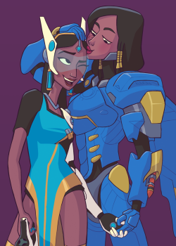 christendraws:  symmetra and pharah from