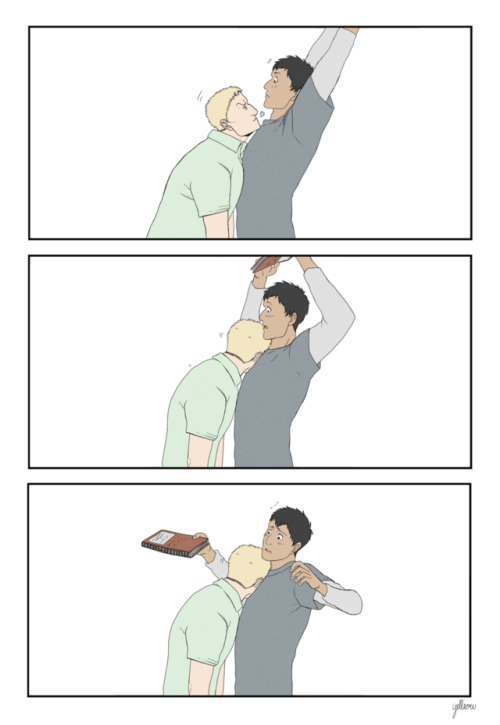 yeleleow: Reibert week 2018 - Day 2: Height Difference ‪Bertolt enjoys writing, and Reiner wants to 