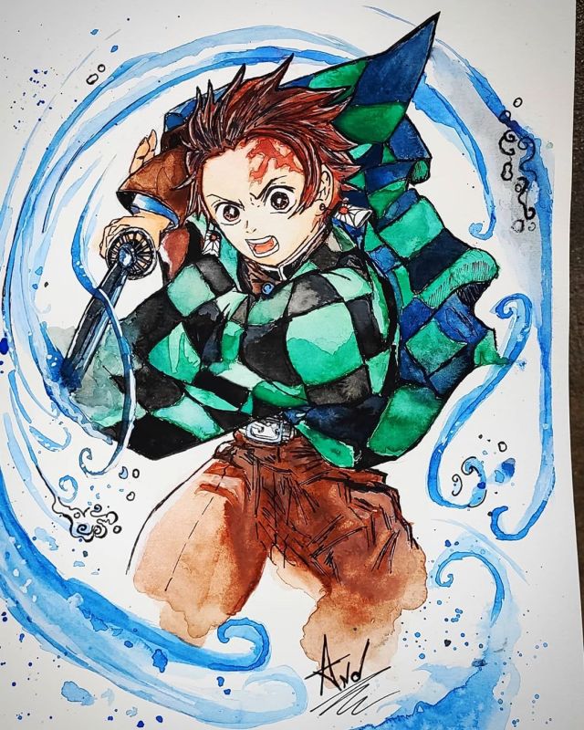 desenhando o tanjiro kamado do anime Demon slayer #drawing