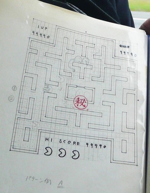 weirdlandtv:Pac-Man creator Toru Iwatani shows his original concept art for the 1980 game.
