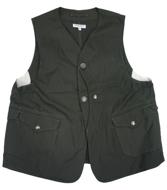 Engineered Garments Upland Vest Olive Cotton Ripstop - Made