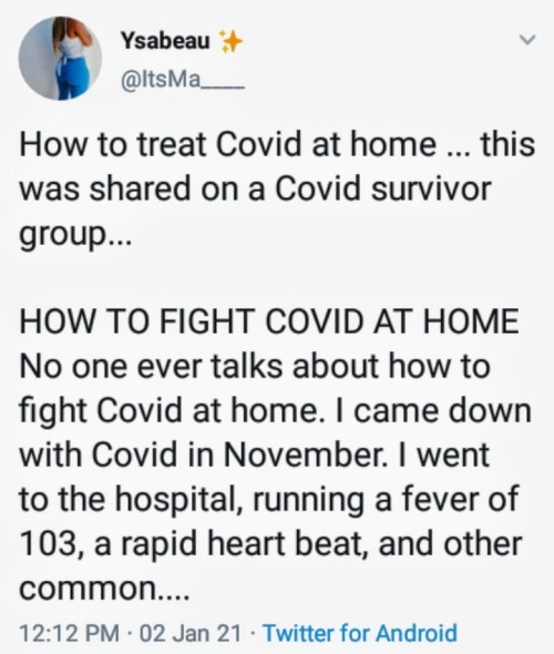 bothsidesnow3:ladybevr:the-haven-of-fiction:butyoutoldmeiwasfunny:This could be the most important post I’ve ever shared. Please Share it with anyone who is or might be going through this terrible disease.https://twitter.com/ItsMa____/status/1345432772538724355?s=19


My mom has fairly severe respiratory issues and is recovering from joint replacement; her PT told her the same info about sleeping/sitting positions and how they impact the lungs. Fascinating. 
rebloging again in case someone missed this.


Excellent health information. 