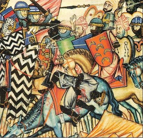 The Battle of Cantigas de Santa María this depiction is from 1280 describing the battle betwe