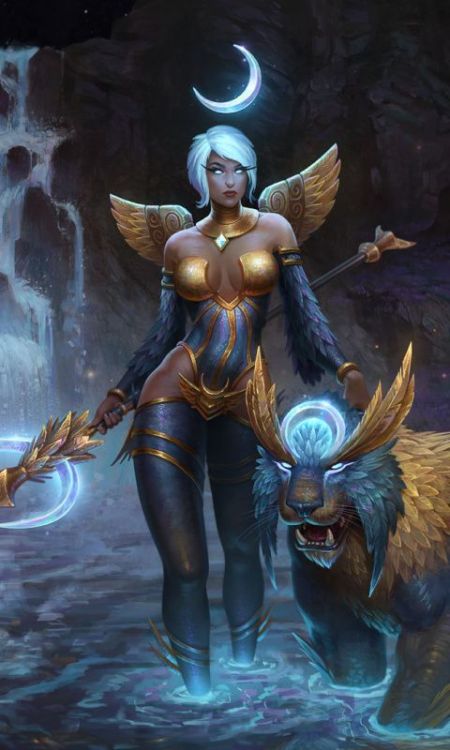 Awilix, Smite, lion creature, fantasy, video game, 480x800 wallpaper @wallpapersmug : https://ift.tt